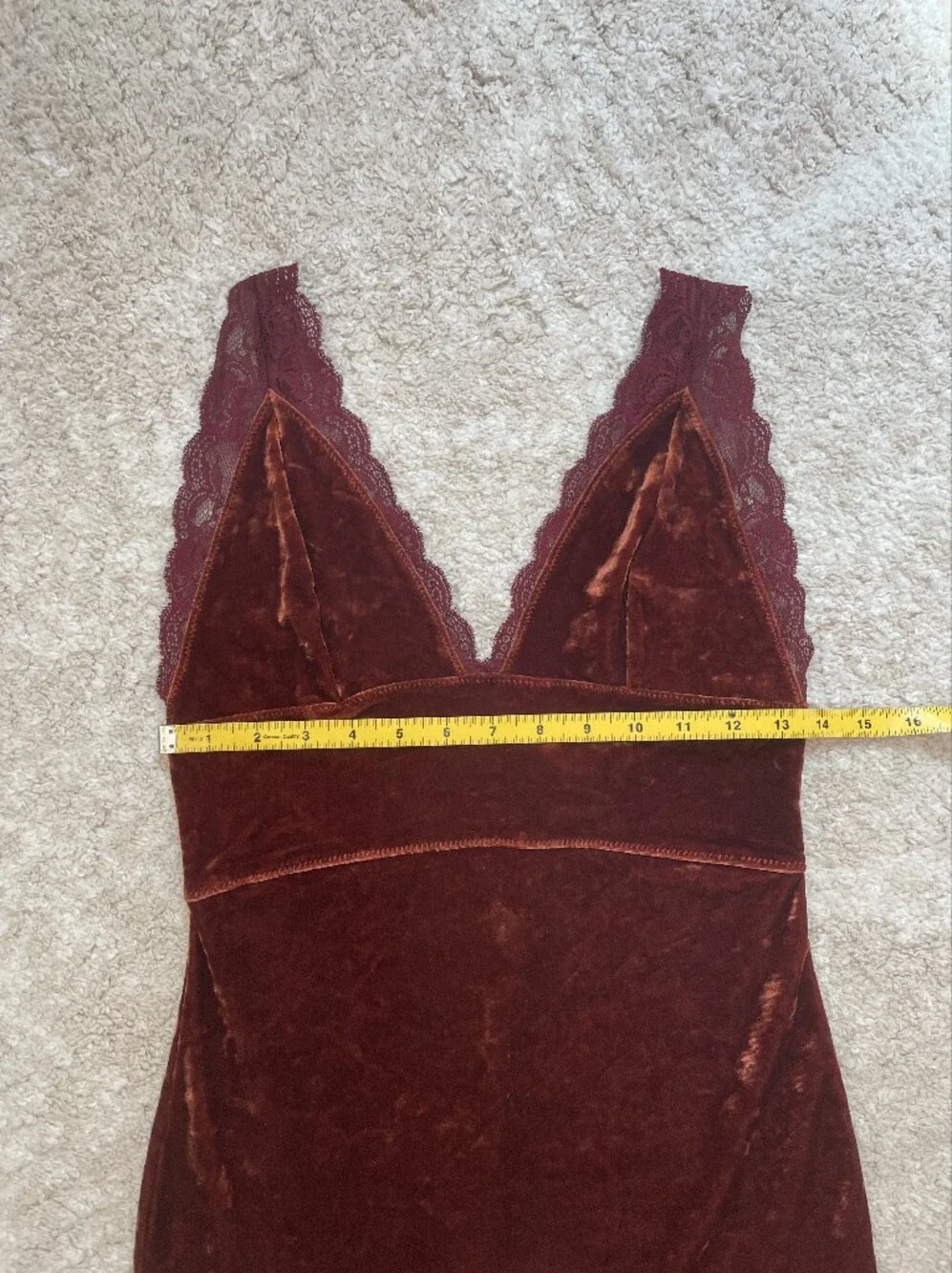 Free People Crushed Velvet V-Neck Bodycon Dress - Burgundy Size S